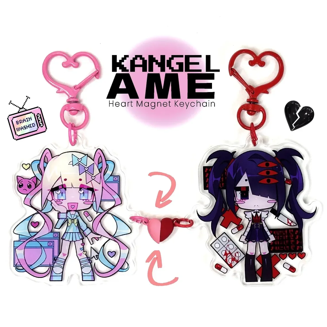 Фото Брелок-магнит с сердечком OMGKawaiiAngel Ame (серия Needy Streamer Overload) - Брелок в стиле Kawaii Anime №1