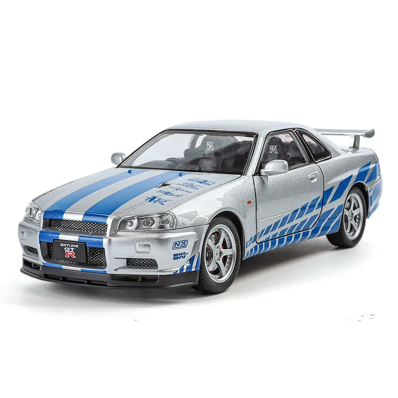 1:24 Nissan GTR-R34 модель автомобиля из сплава имитация бога войны спортивного