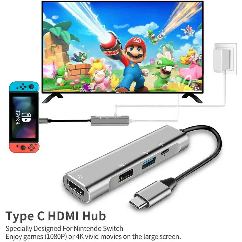 

RREAKA Portable Switch Dock for Nintendo Switch Oled Dock Station Type C to HDMI-compatible Conversion USB for NS Switch Host