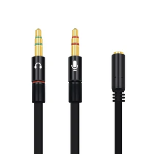 3.5mm TRRS Adapter 2 Male 1 Female mini 3.5mm Jack 4 pin Splitter Stereo Audio Microphone Flat Cable Socket to 2 3pin Connector