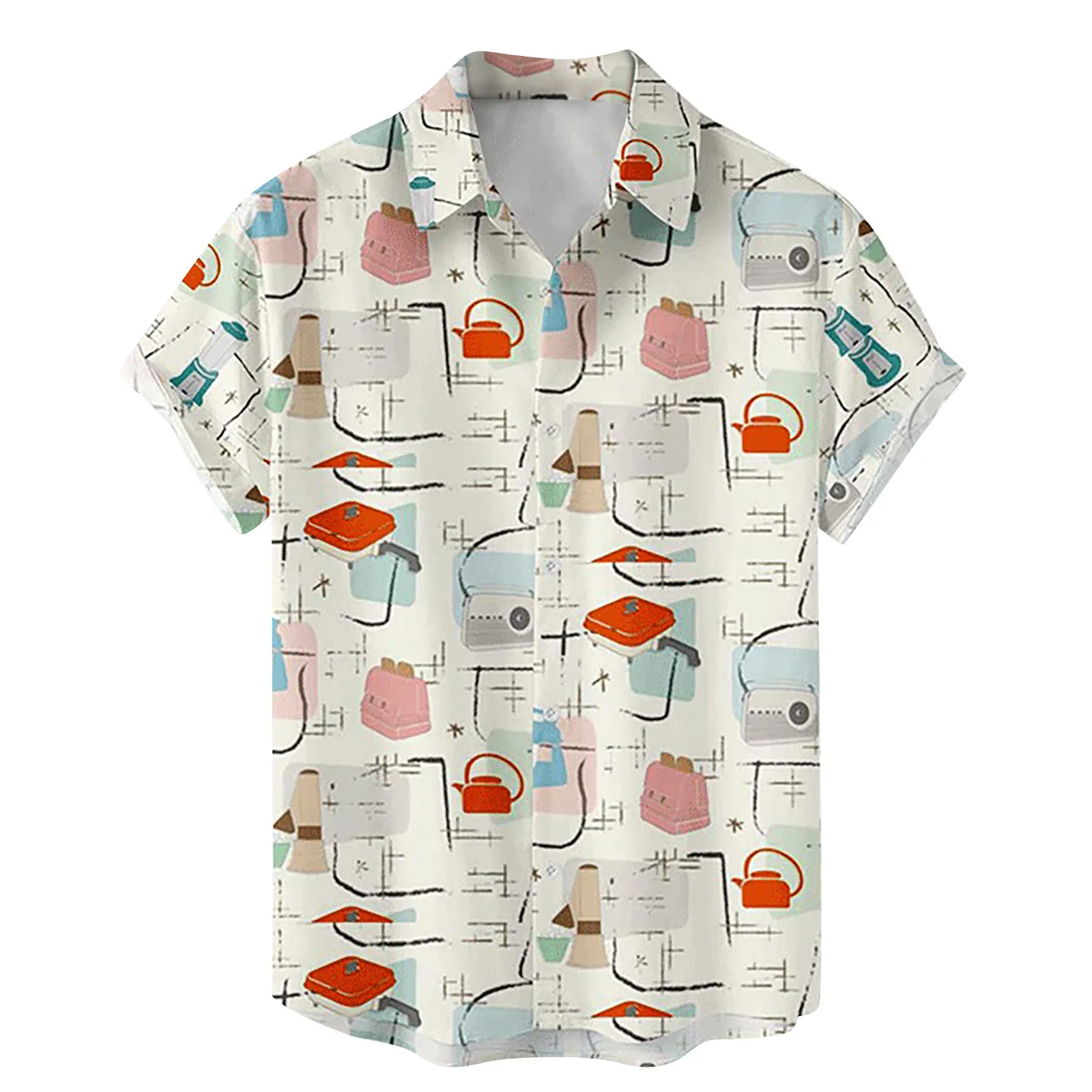 

Рубашка гавайская мужская с коротким рукавом, модная Повседневная Блузка с принтом в этническом стиле, Винтажная летняя одежда