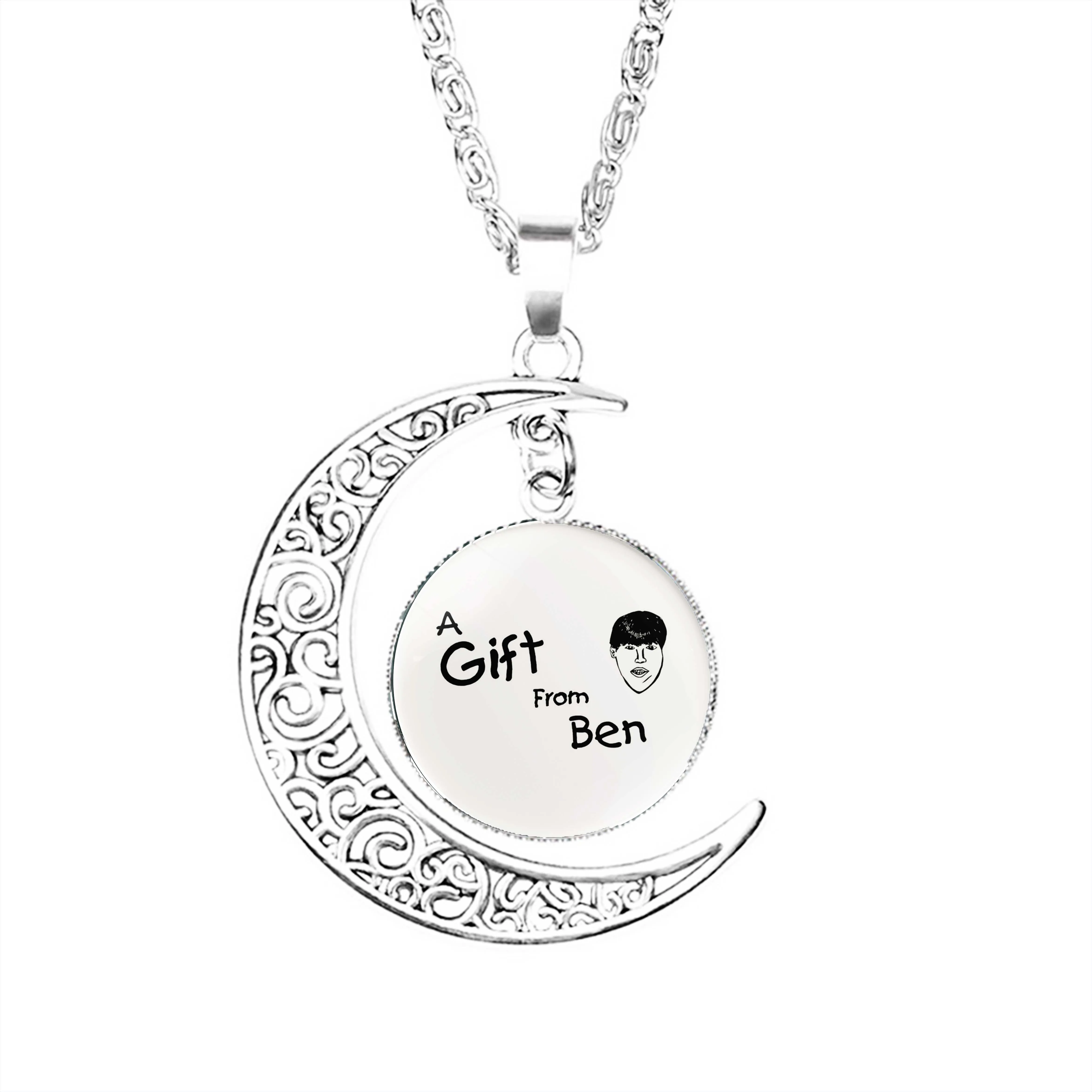 

Подарочное ожерелье из Бен-Луны, купольная цепочка, полумесяц, ювелирные изделия из нержавеющей стали для девочек, модное стеклянное Очаров...