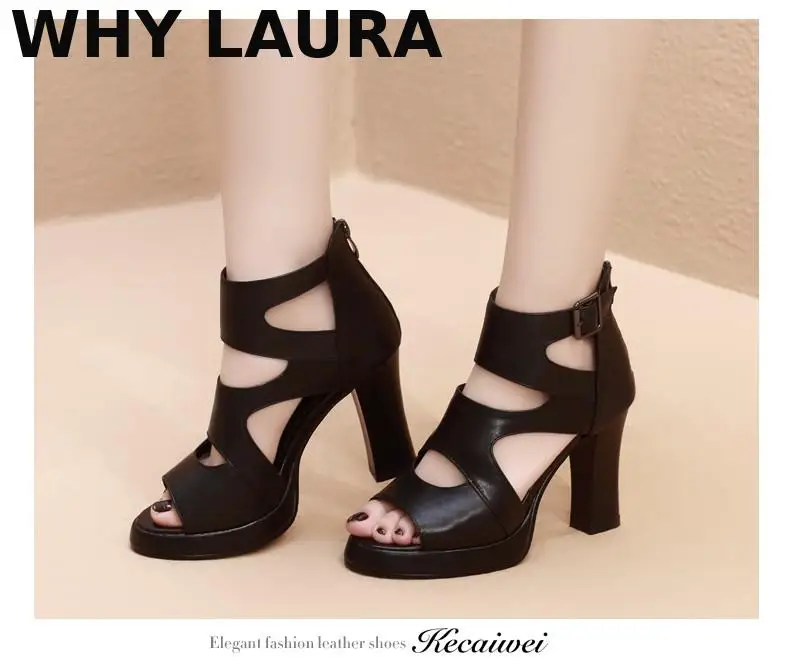 

2022 New women's summer sandals Roman fish mouth women's thick heel high Heel bag heel zipper closed shoes Thick soles multi-fun