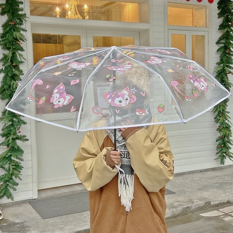 New Cartoon Transparent Automatic Umbrella Fashionable Anime Character Creative Waterproof Womens |