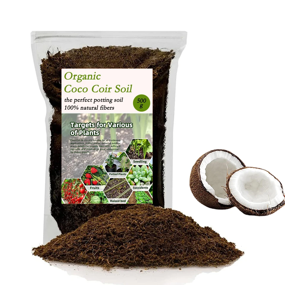 

Garden Coco Coir Soil for Plants, 500g Natural Organic Coconut Coir Fiber with Low EC & PH Balance High Nutrition Coconut Soil