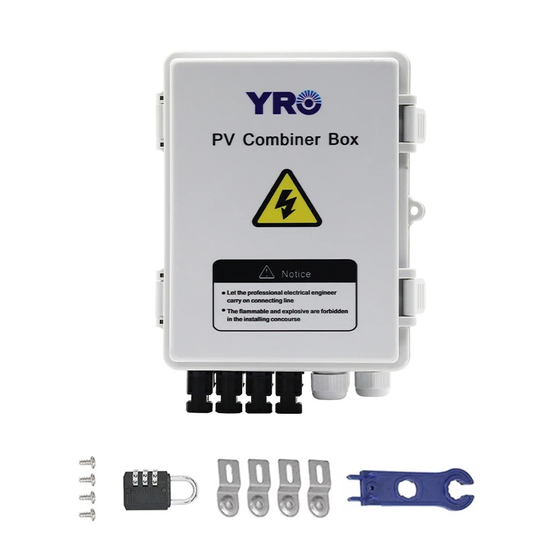 1000V 4 in 1 Out Solar PV Combiner Box With Lightning Protection 15A 4strings Fuse MCB SPD Waterproof Box For Solar Panel