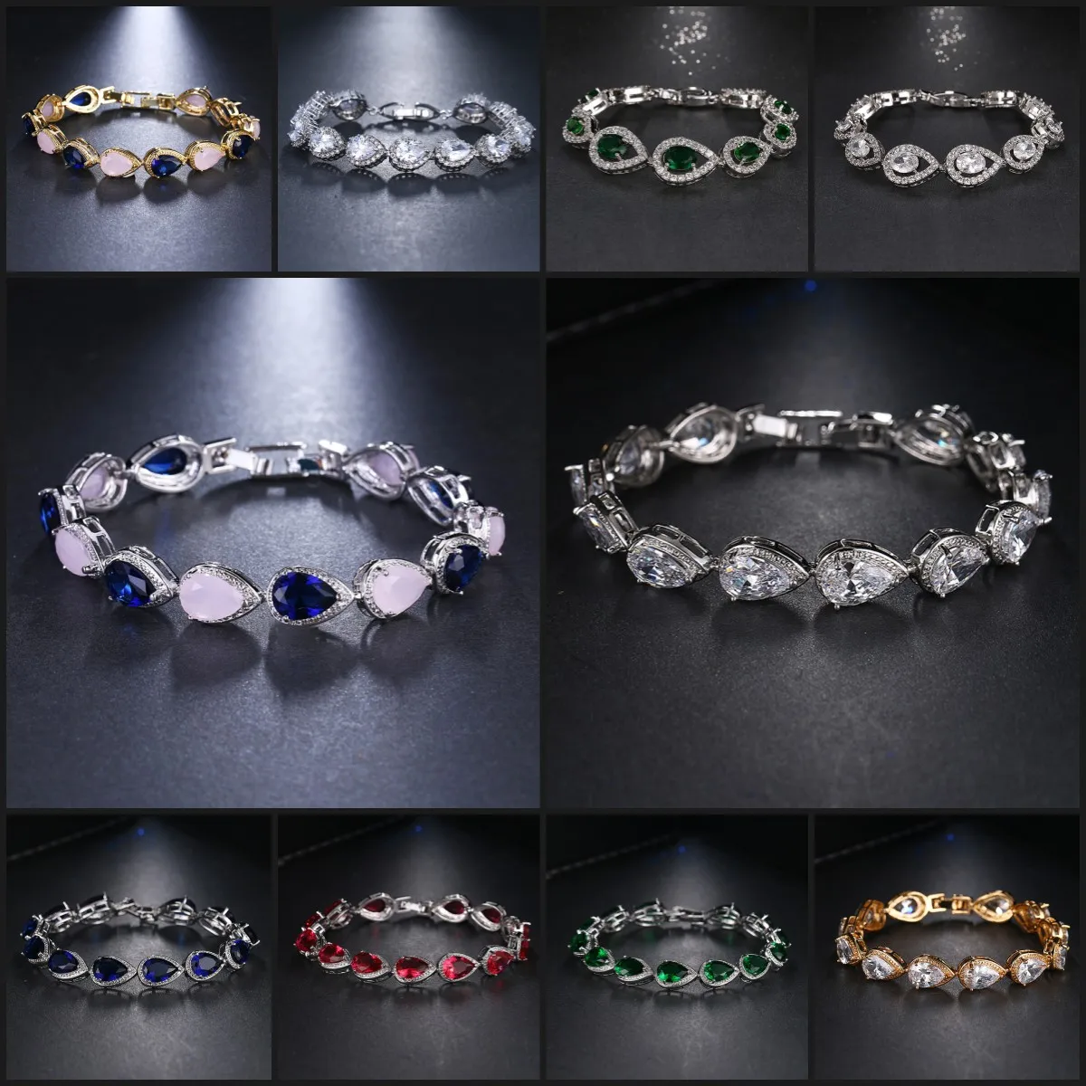 

CANPEL Zircon Tennis Bracelet For Women Luxury Crystal Water Drop Bracelets Woman Hand Chain Hippie Trendy Accessories Jewelry