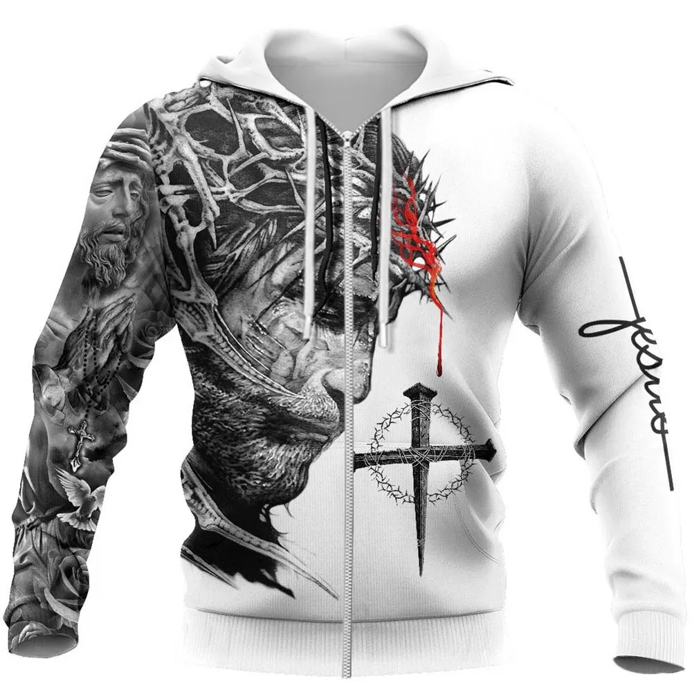 

CLOOCL Jesus Mens Zip Hoodies Faith Christian Cross 3D All Over Printed Unisex Hoodies Casual Pockets Sportswear Men Clothing