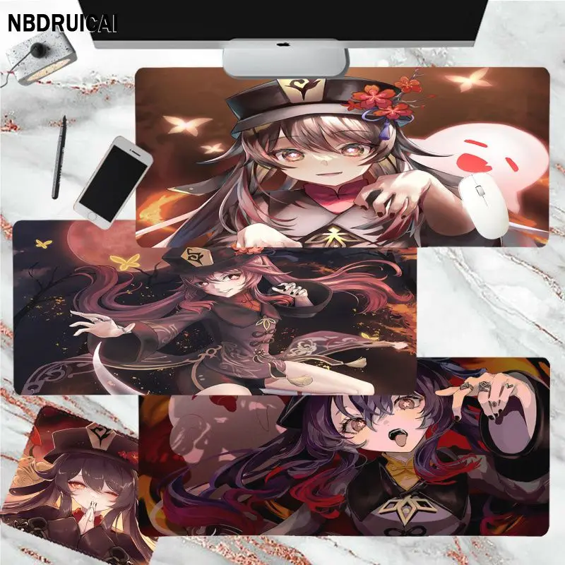 

Genshin Impact Hu Tao Beautiful Rubber PC Computer Gaming Mousepad Size For Game Keyboard Pad For Gamer