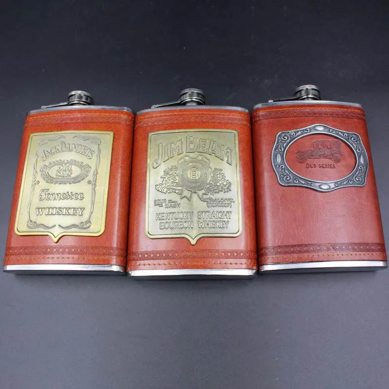 

Портативная герметичная фляжка из искусственной кожи, нержавеющая сталь, 9 унций