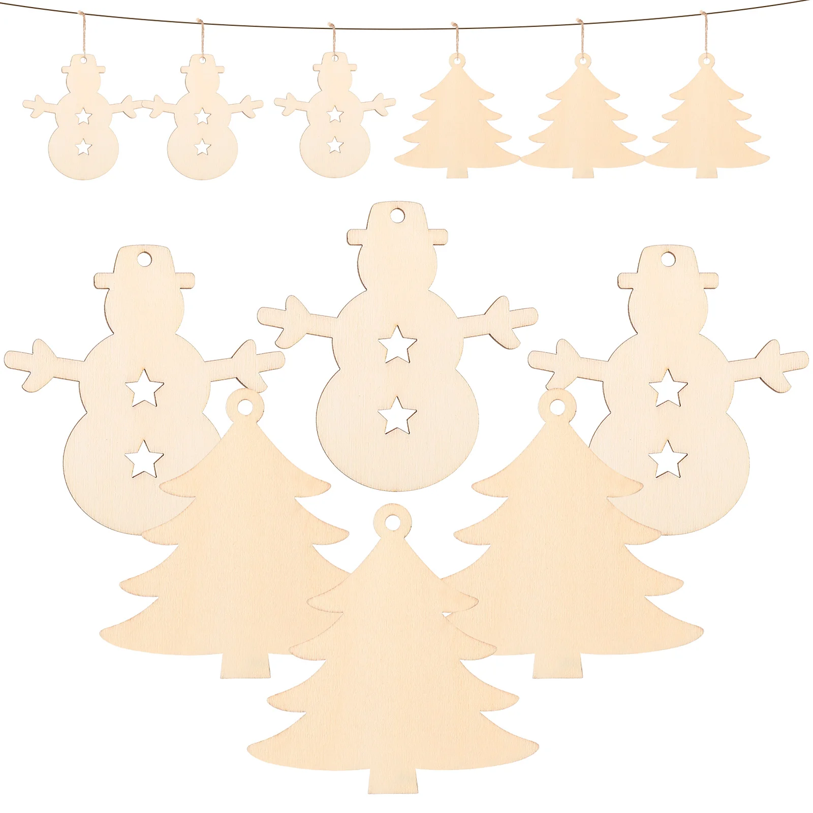 

Treewoodencutouts Crafts Hanging Ornaments Slices Ornament Embellishments Tags Pendants Unfinished Snowman Shaped