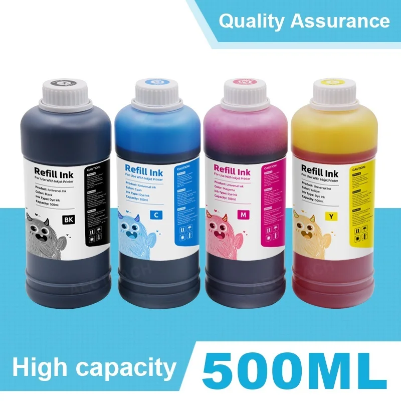 

2022 Aecteach 500ml Bottle Dye Printer Ink Refill Kits 4 Color For HP For Canon Printers For Epson For Brother Ink Cartridges