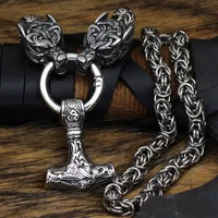 Nordic retro accessories stainless steel Irish pendant chain for men, domineering fashion jewelry wolf head necklace trendy men