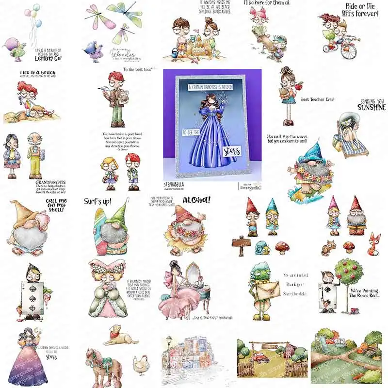 

Christmas Gnome And Princess Stamps Scrapbooking Background DIY Decoration Craft Embossing 2022 New Arrive