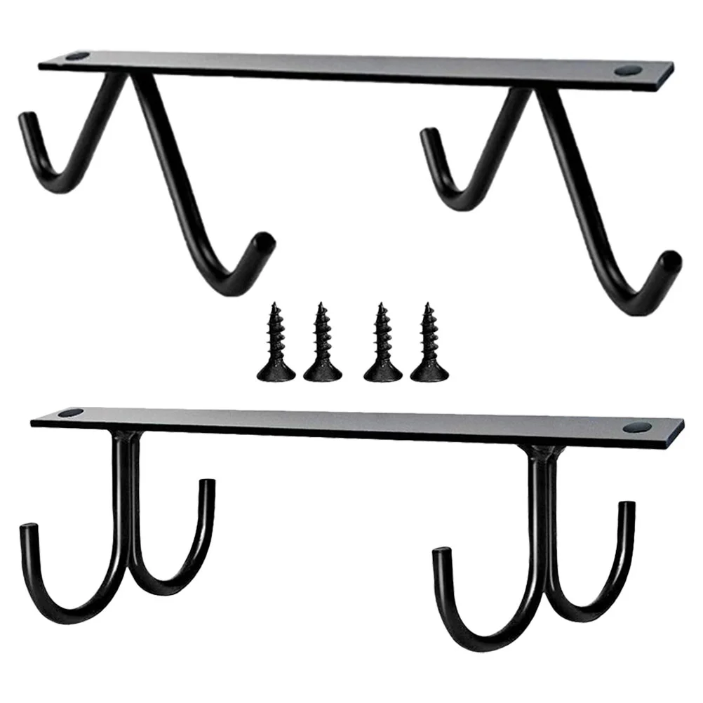 

2 Set of Mug Rack Under Cabinet Metal Coffee Mug Holder Under Shelf with Hooks