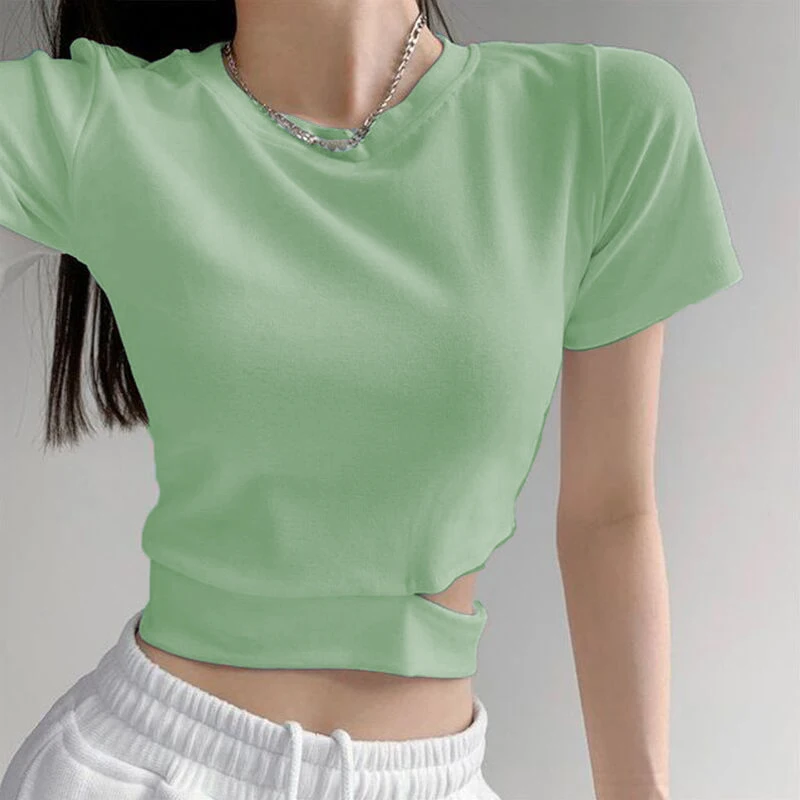 

6 Colors Loose Fit Gym Crop Tank Ribbed Neck Women Sports Yoga V Long Sheelve Shirt Solid Quick Dry Crop Top