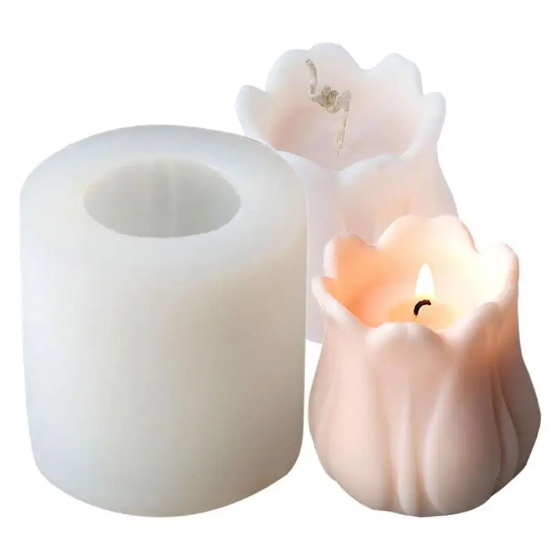 

Tulip Candle Silicone Mold 3D Handmade Soap Scented Candle Mould Fondant Chocolate Baking Molds Casting Mold For Candle Making