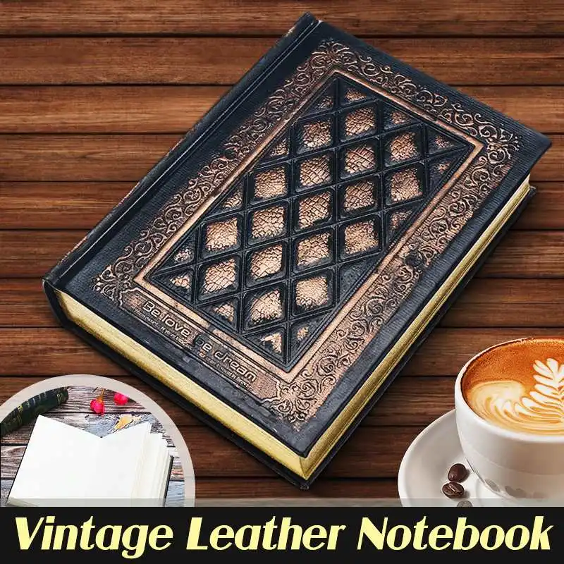 

208 Pages Vintage Notebook Journal Diary Retro Leather Cover Blank Paper Diaries Note Book School Stationery