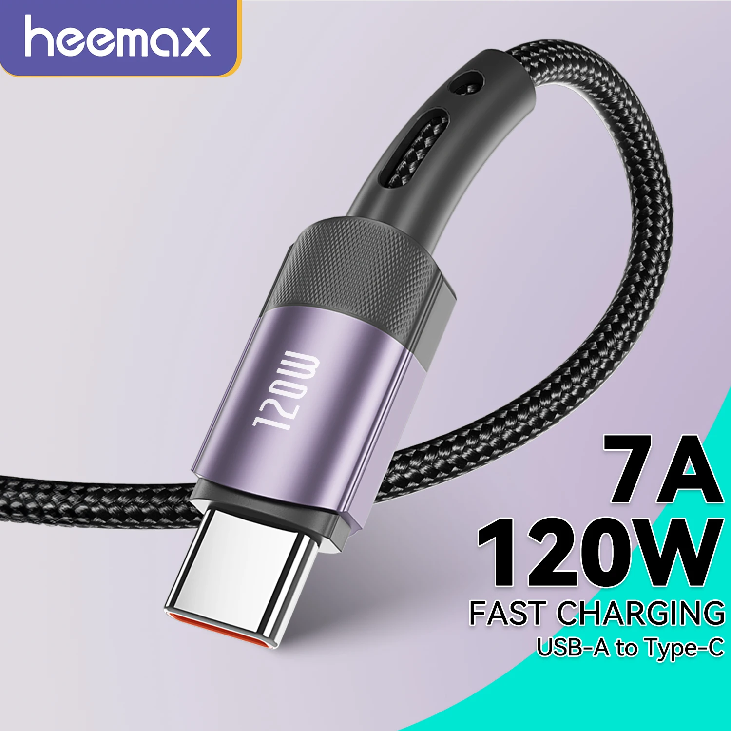 Кабель USB Type-C HEEMAX 120 Вт, провод для быстрой зарядки для Huawei P60 P50 P40 Pro Xiaomi OPPO Realme POCO Samsung 7A, шнур для передачи данных USB C