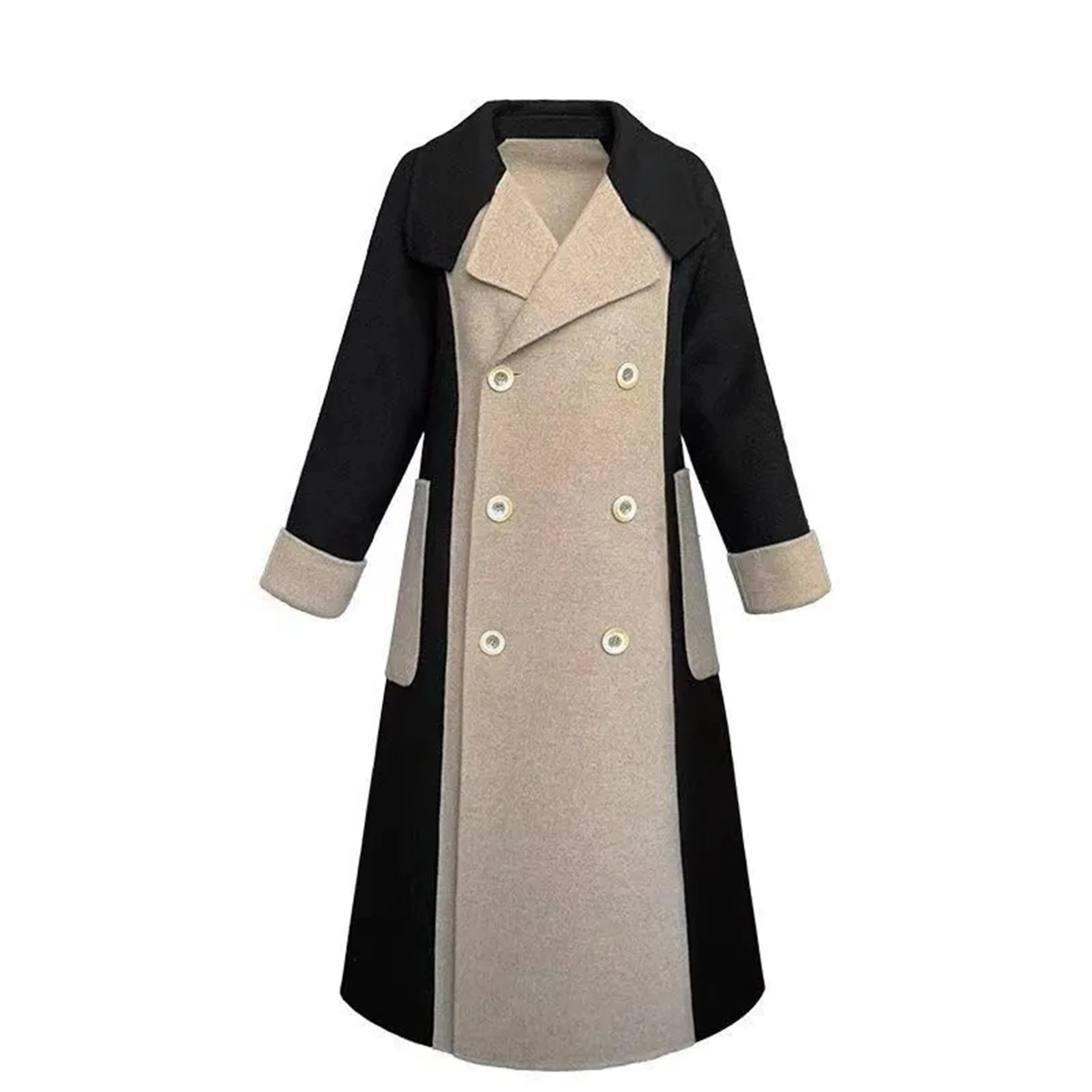 

Женское двухстороннее шерстяное пальто с флисовой подкладкой, элегантное пальто до колен, прочное зимнее официальное повседневное пальто