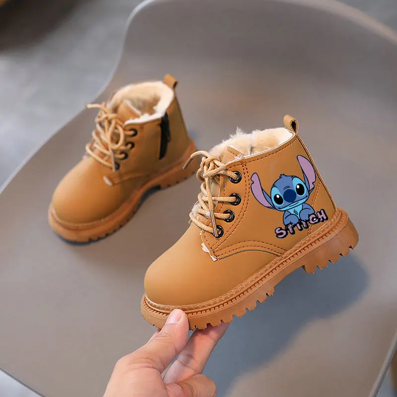 Ботинки Лило и Ститч для маленьких девочек модные короткие сапоги в Корейском