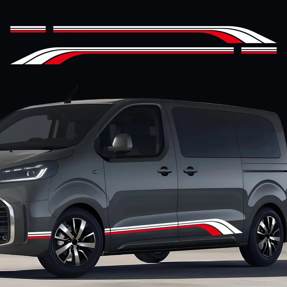 Фото 2 шт. наклеек-полосок на боковые двери автомобиля для Toyota Proace Verso City Camper Van, виниловая пленка, декоративные наклейки, спортивные автоаксессуары №2