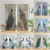 vintage peacock with flowers butterfly 3d digital printing bedroom living room window curtains 2 panels