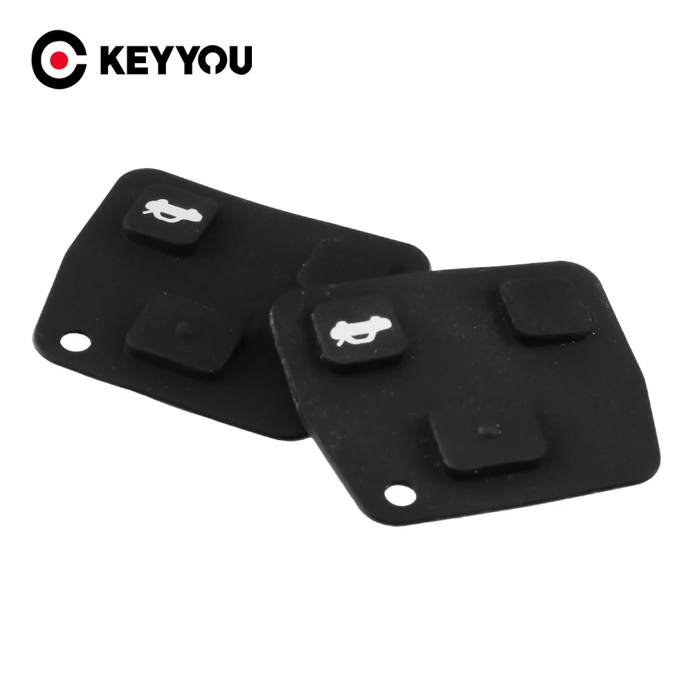 

KEYYOU 2PCS/LOT 3 Buttons Car Remote Entry Key Fob Black Rubber Pad Replacement For Toyota New Free Shipping