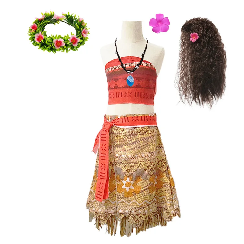Платья Disney Моана детская одежда для девочек ожерелье Детский костюм принцессы