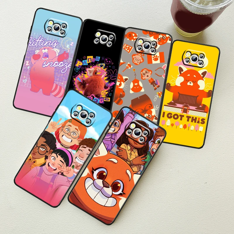

Disney Turning Red Phone Case For Xiaomi Mi Poco X5 X4 X3 NFC F4 F3 GT M5 M5s M4 M3 Pro C50 C55 5G Funda Black Cover