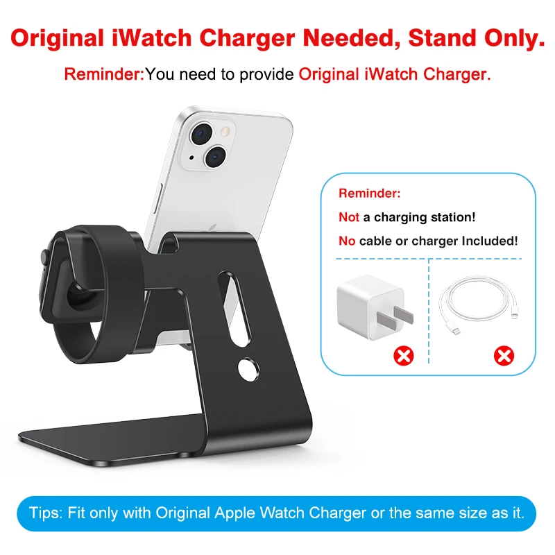 OMOTON Cell Phone Stand for 2 in 1 Universal Desktop Stand Holder for iPhone Fits All Series Apple Watch Bracket Base for tablet