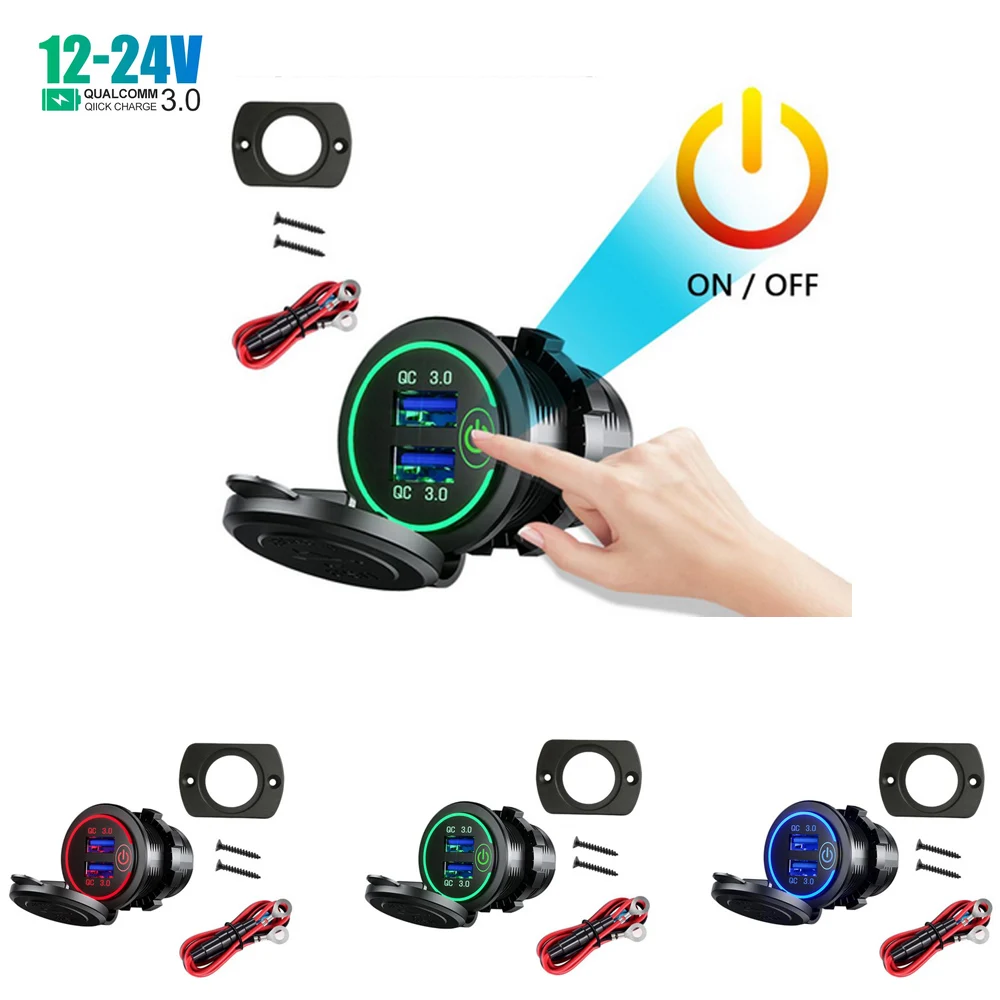 

Алюминиевая автомобильная USB-розетка для быстрой зарядки, 12/24 В