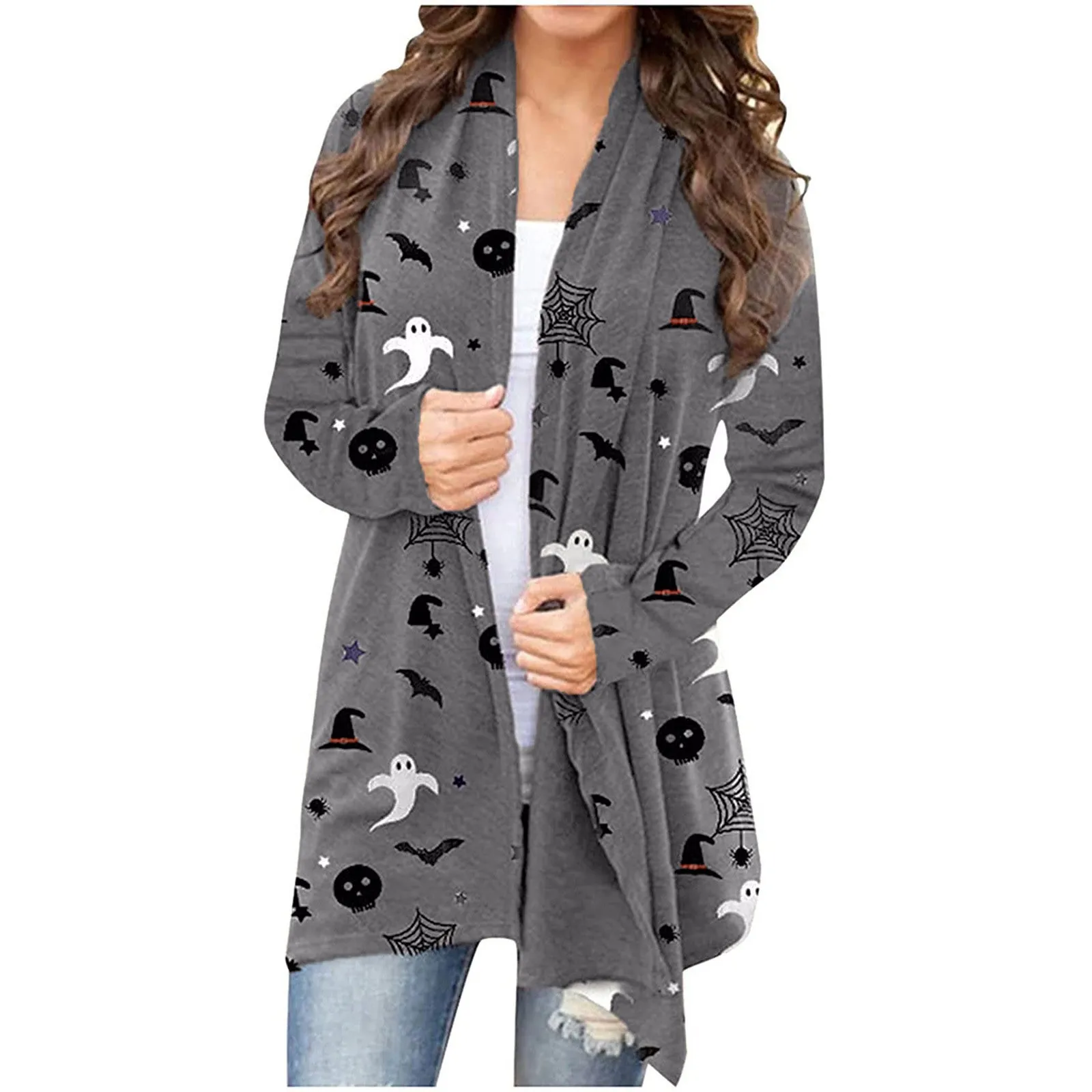

Women'S Cardigan Vintage Pumpkin Print Cardigan Coat Loose Fit Long Sleeve Open Stitch Cardigan For Ladies Festival Party