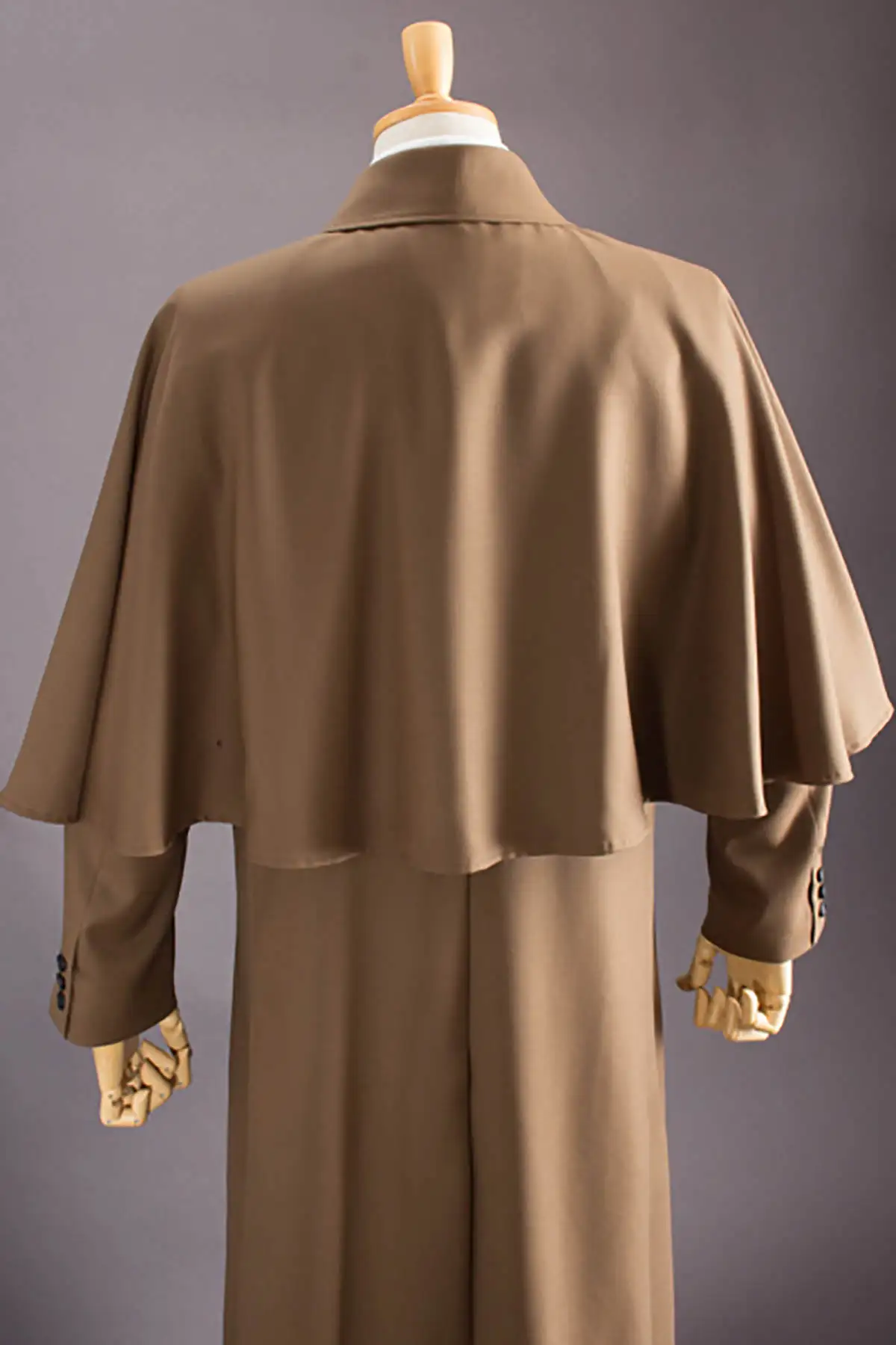 Мужское шерстяное пальто с накидкой Холмса однобортное осеннее длинное в стиле