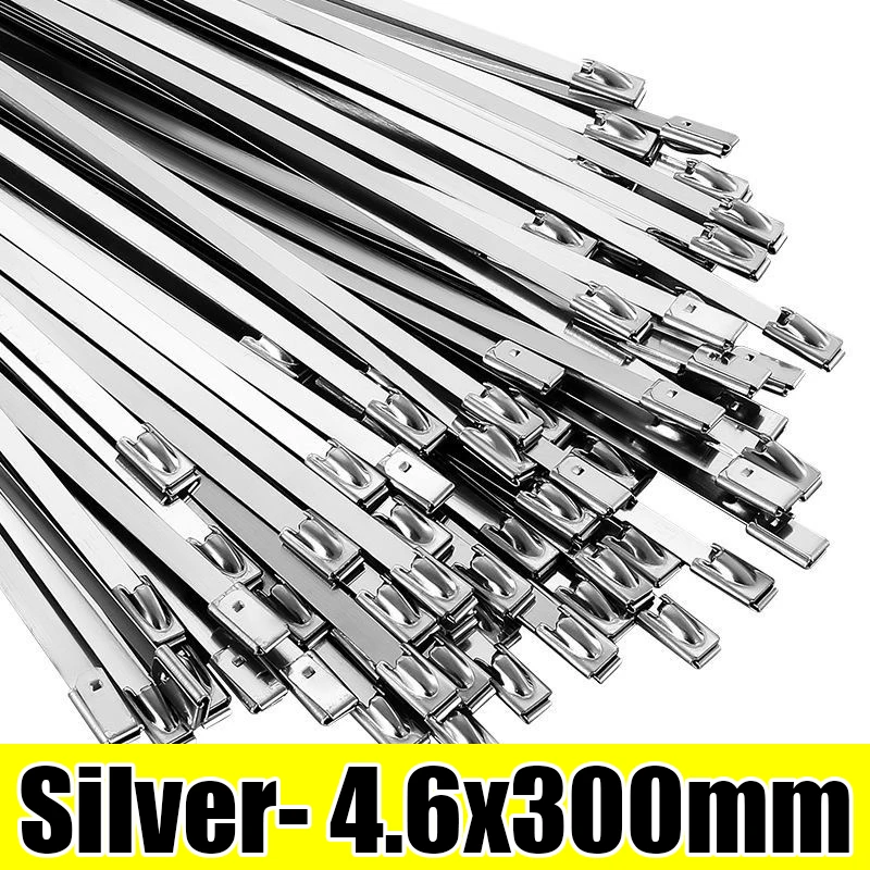 

Кабельные стяжки из нержавеющей стали, черные, серебряные, самоблокирующиеся кабельные стяжки с металлическим покрытием, прочная застежка-органайзер, вытяжные обертывания на молнии