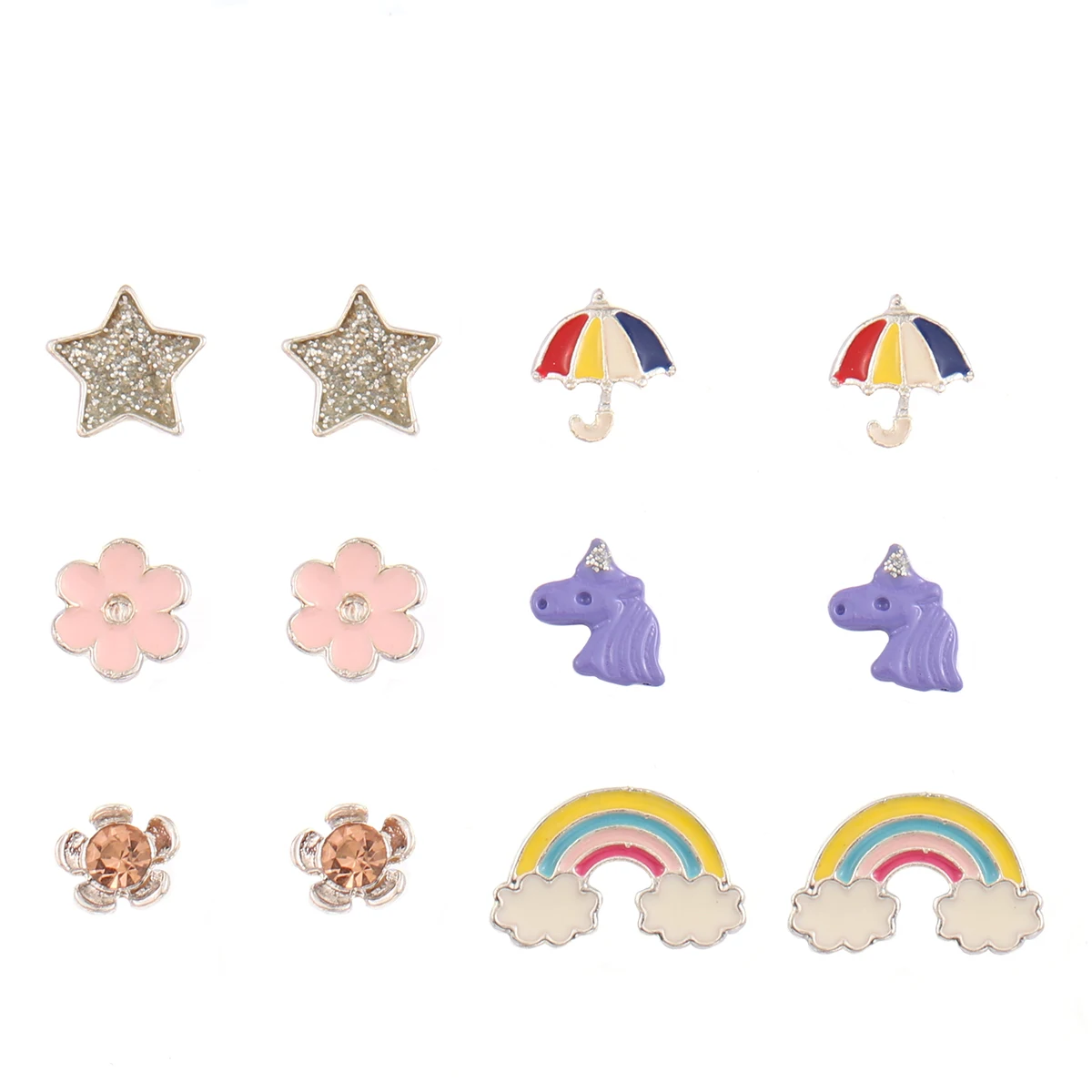 

CARTER LISA 12pcs Cute Bowknot Ice Cream Mini Colorful Enamelled Earings Lip Crystal Stud Earrings Set For Women Ear Jewelry