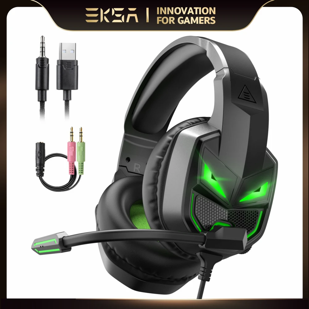 

EKSA Headset Gamer 3.5mm Wired Gaming Headphones for PC/Xbox/PS4/PS5 with Noise Cancelling Microphone Over-Ear Computer Earphone