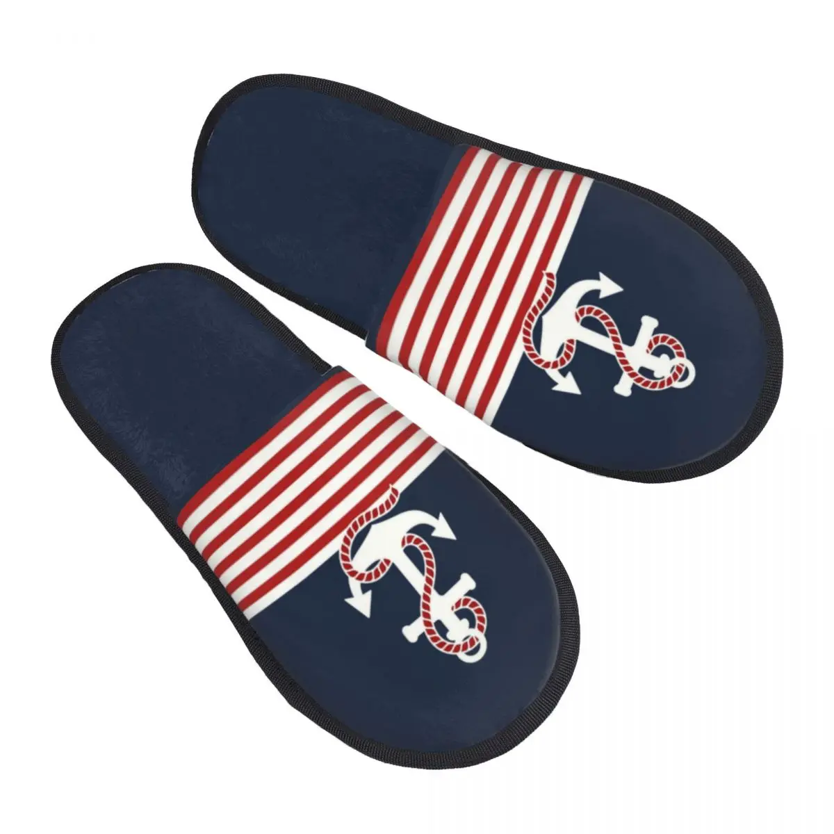 Комфортные тапочки из пены с эффектом памяти в темно-синюю полоску морским