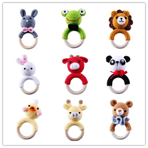 

Cartoon Animal Baby Knitting Bell Toy Baby Soothing Doll Hand Crochet