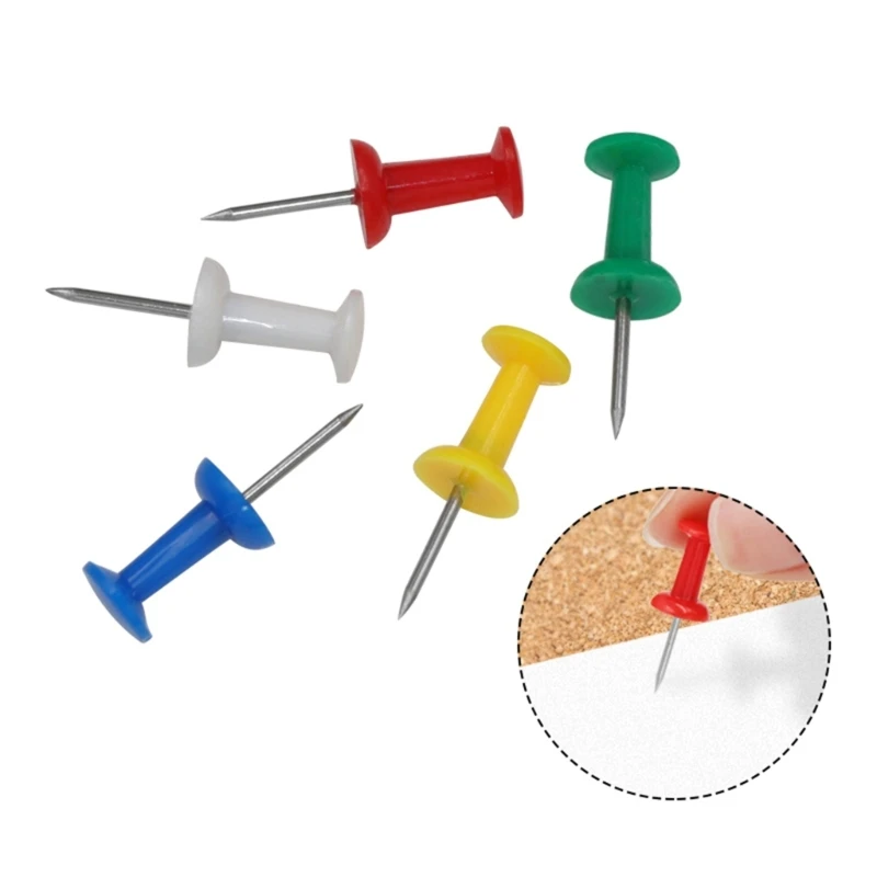 

100Pcs Colourful Drawing Push Pins with Plastic Heads and Metal Points, Map Tacks Drawing Pins, Map Thumb Tacks Map Pins H8WD