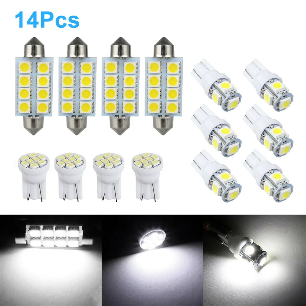 

14Pcs T11 BA9S 3030 1SMD Led T4W Car Interior Dome Map Light License Plate Reverse Parking Lights Bulb Auto Door Lamp White 12V