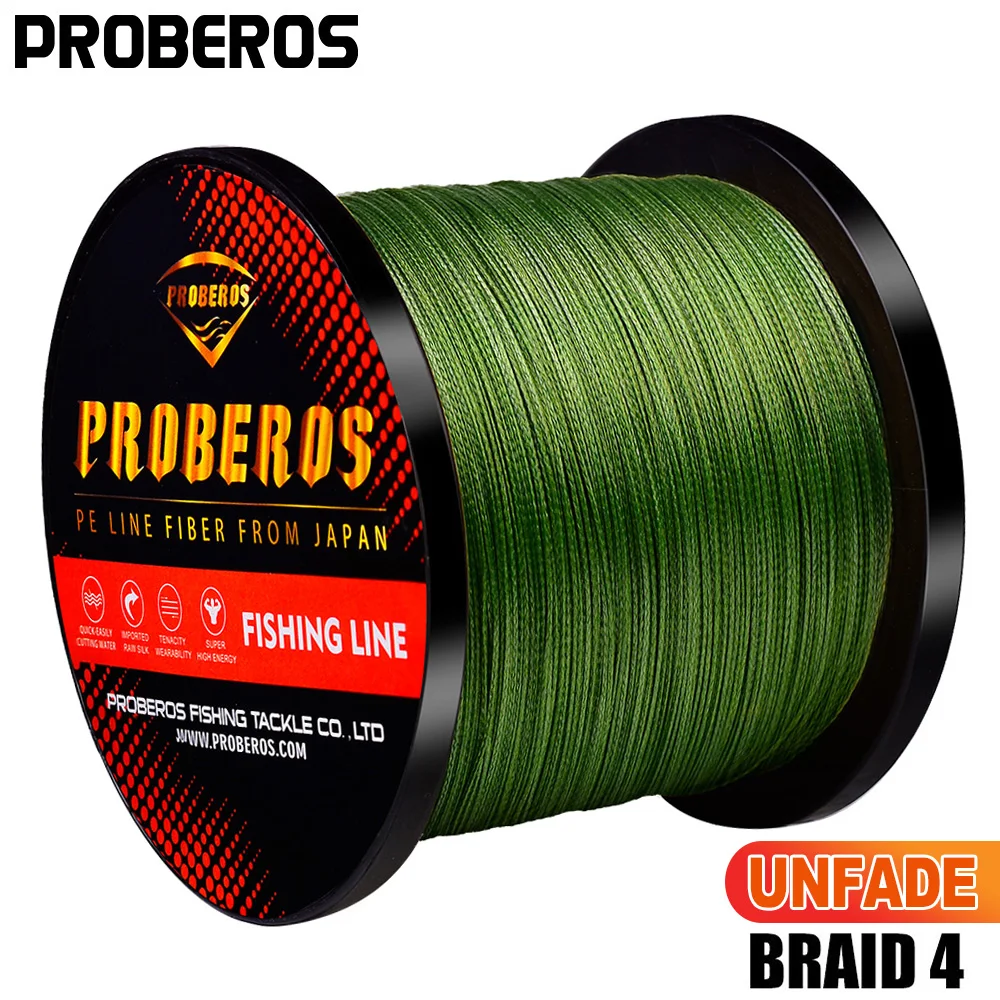 

Proberos 4 Braided Fishing Line 300-500-1000M 4 Strands Unfade Yarn Line Red/Green/Black Weaves Fishline 6LB-100LB Cord