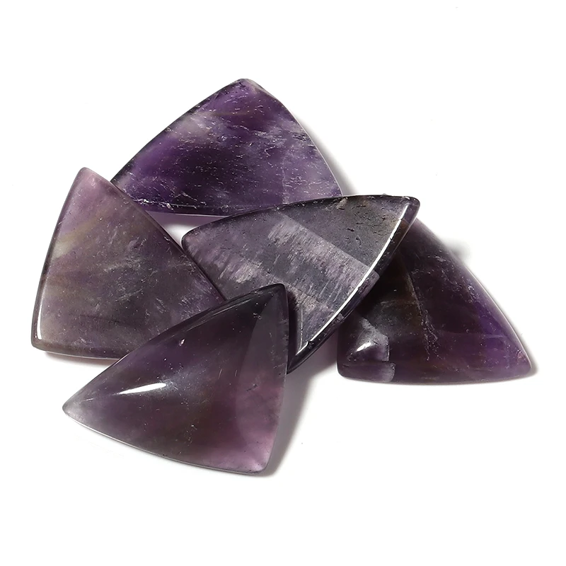 5pcs Natural Stone Amethyst Cabochon Triangle Flatback Spacers 18x27mm For DIY Jewelry Making Pendant Accessories