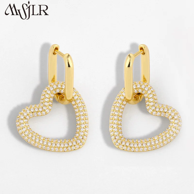 MVE-018 милые стильные серьги с цирконием 18 карат женские вечерние сердечками