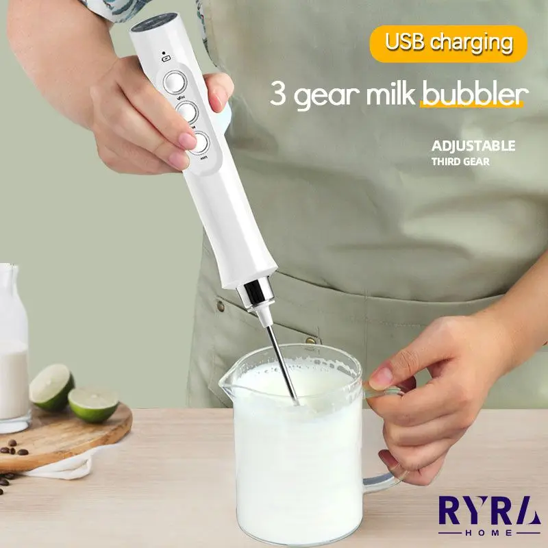 

Portable Rechargeable Electric Milk Frother Foam Maker Handheld Foamer 3 In 1 High Speeds Drink Mixer Coffee Frothing Wand Tools