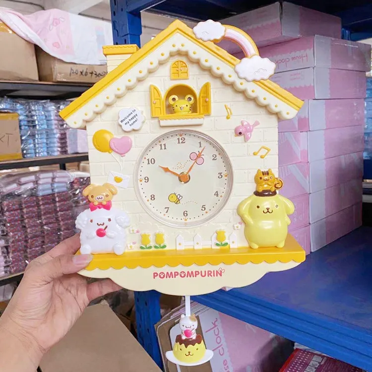 30 см Sanrios Kawaii My Melody Cinnamoroll Kitty Littletwinstars милые Мультяшные качели настенные часы