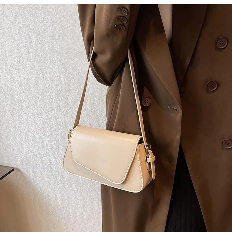 PU Leather Luxury Designer Lady Handbags Simple Fashion Crossbody Underarm Shoulder Tote Bags for Women Retro Small Square Bag