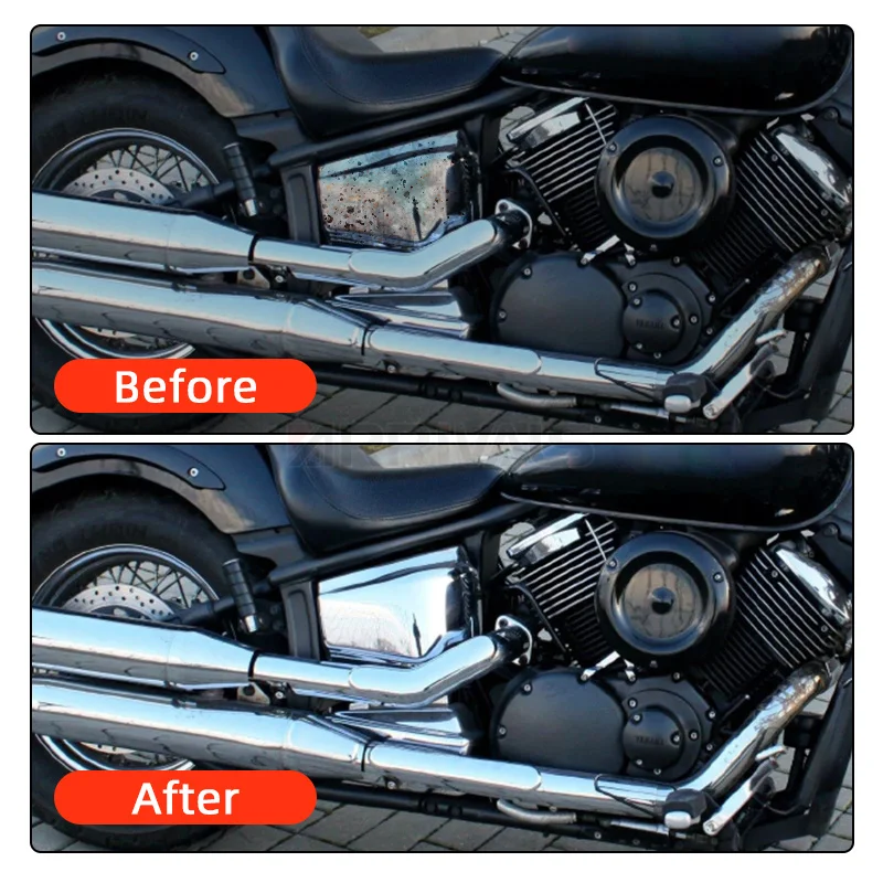 Фото Боковой обтекатель для мотоцикла с хромированной батареей для Yamaha Dragstar Vstar XVS1100 Классический Пользовательский 1999-2011 левый и правый защитный... №5