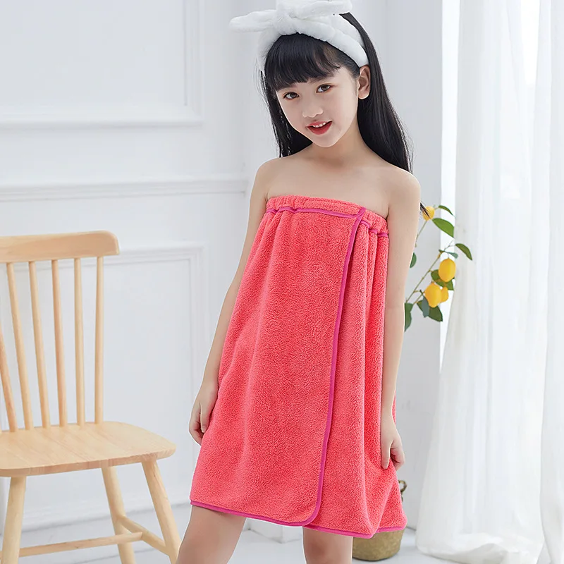 

Children's Bathrobe Girls Wearable Bath Towel Soft Wrapped Shower Skirt Baby Bath Robes Dress Beach Bathrobe Girls Dressing Gown