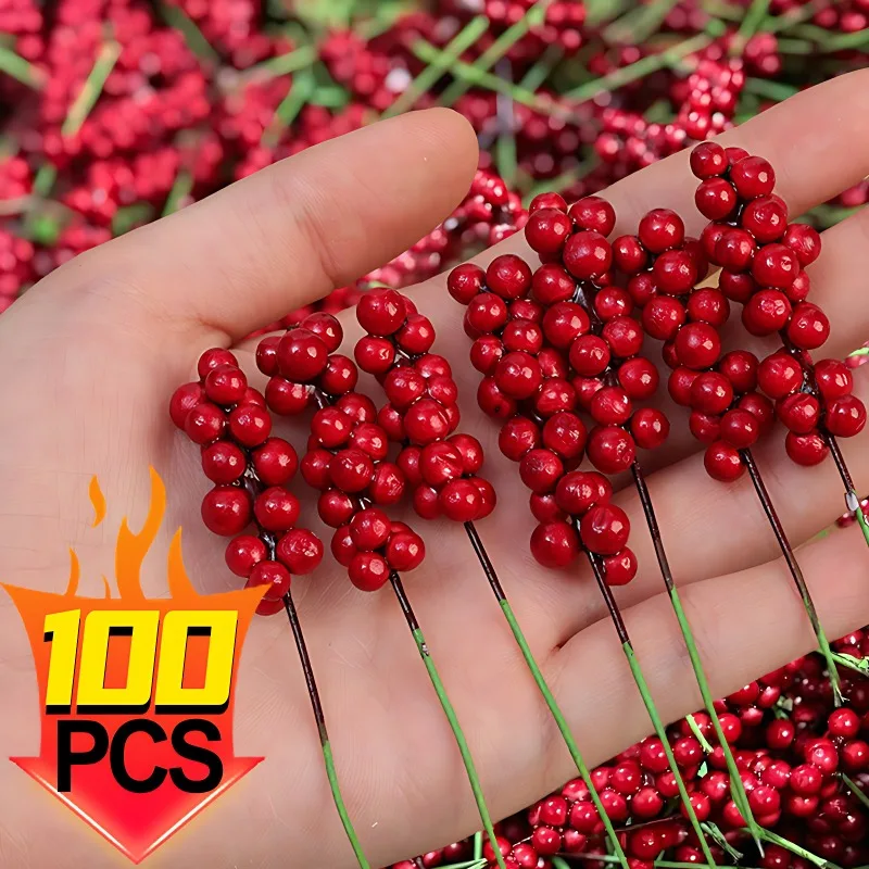 Мини-искусственные ягоды рождественская имитация декоративный венок сделай сам